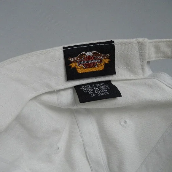 Harley‎ Davidson Baseball Cap White Tan Logo Embroidered Adjustable Strap - Picture 5 of 5